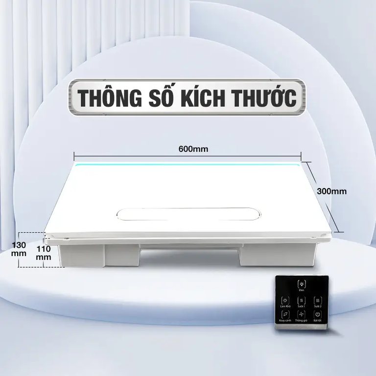 Hình kích thước ENIC S100: 600 × 300 mm, dày 110 và 130 mm